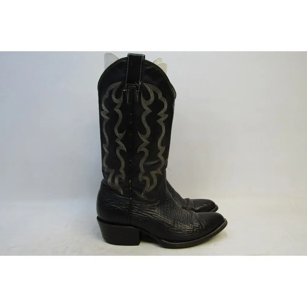 Unbranded Mens Size 8 D Black Leather Shark Skin Western Cowboy Boots